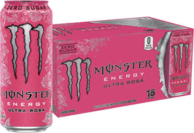 Monster Energy Ultra Rosa can front showing zero sugar boost and refreshing lift