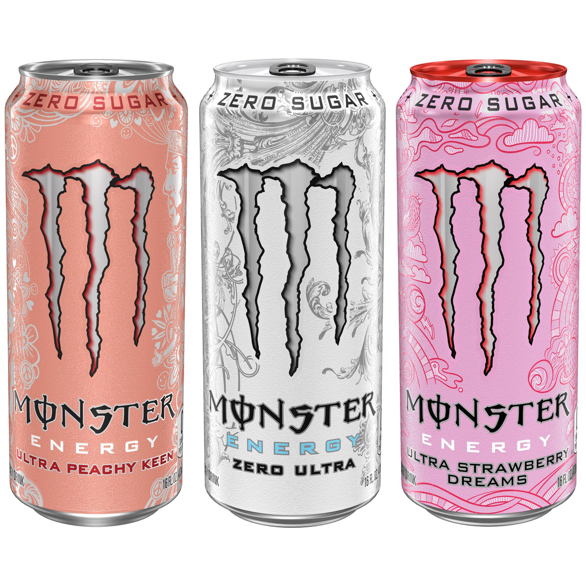 Monster Energy Ultra Strawberry Dreams can, sweet-tart flavor for all-day sipping