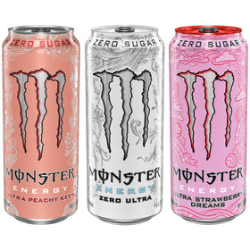 Monster Energy Ultra Strawberry Dreams can, sweet-tart flavor for all-day sipping