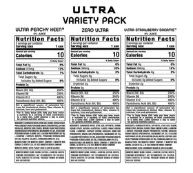 Monster Energy Ultra Variety Pack label showing the included flavors