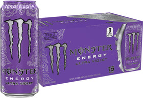 Monster Energy Ultra Violet bottle front showcasing zero sugar and bold flavor