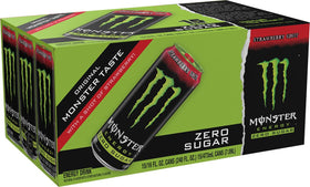 Pack of 15 Monster Energy Zero Sugar Strawberry Shot cans for convenient energy on the go.
