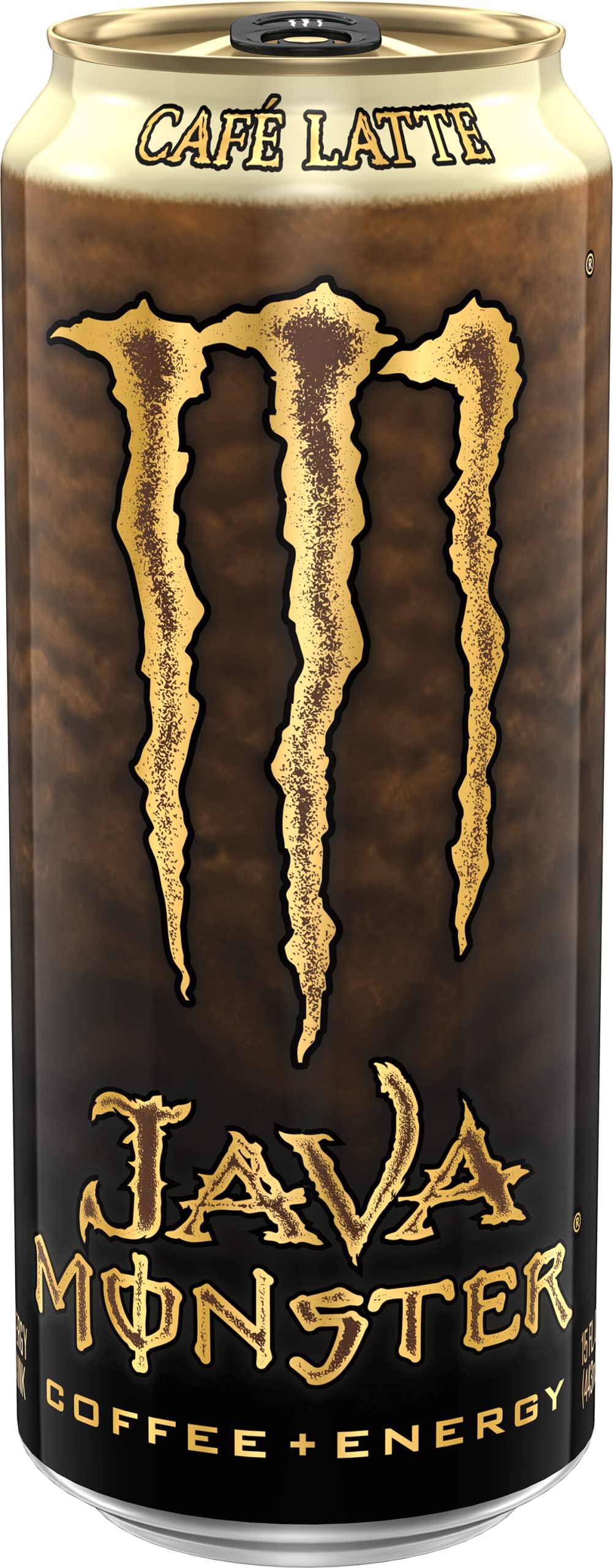 Monster Java Cafe Latte can back shows caffeine content for sustained alertness