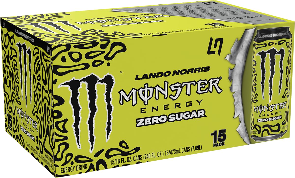 Monster Energy Lando Norris Zero Sugar can with helmet wrap design for iconic branding