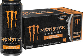 Monster Orange Dreamsicle 15-pack can display for quick energy on the go