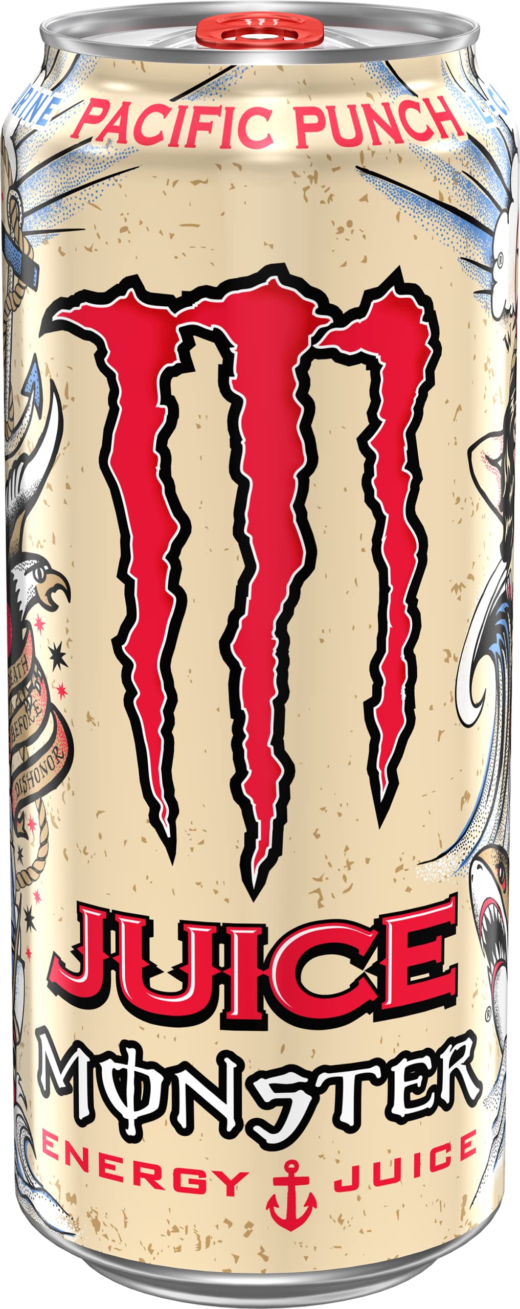 Monster Pacific Punch can pouring into a glass for an outdoor adventure.