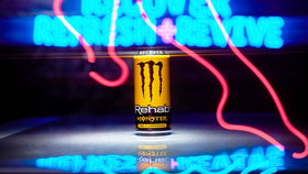 Packaging on display under bold branding signals convenient energy