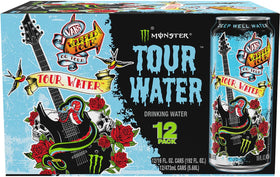 Monster Tour Water 16oz pack of 12 cans ready for workouts and travel.