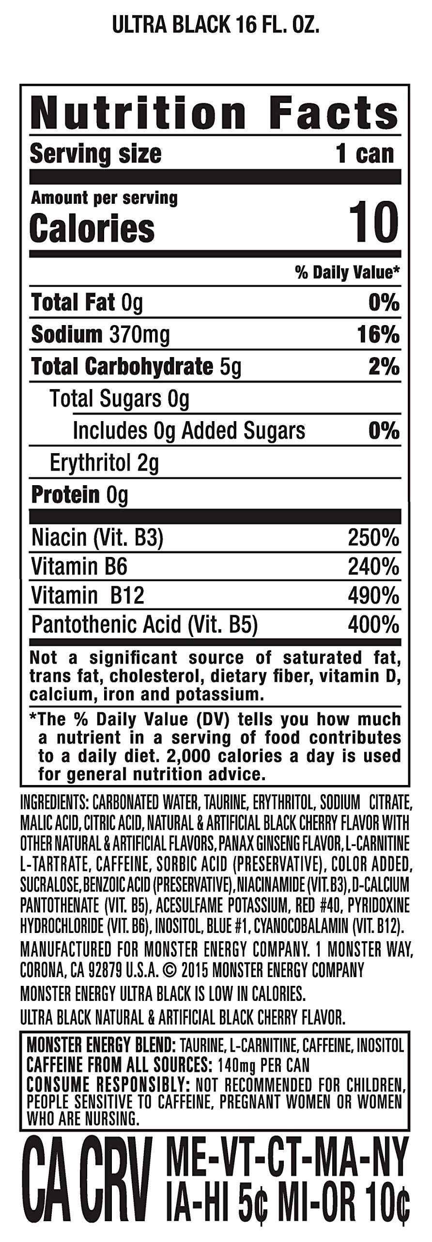 Monster Ultra Black 15-pack display; convenient sugar-free energy for on-the-go.