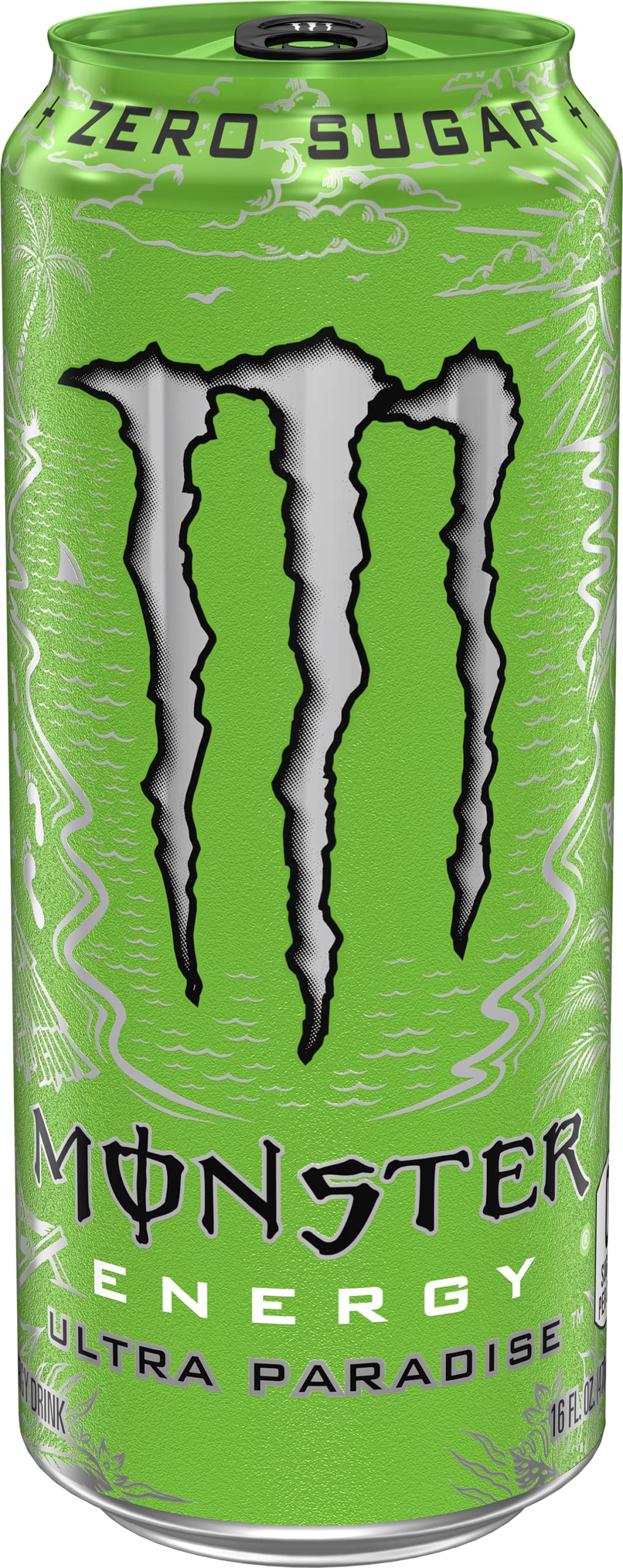 Monster Ultra Paradise flavor notes of kiwi, lime, cucumber for a refreshing, sugar-free boost.
