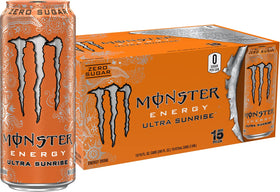 Monster Ultra Sunrise bottle-front with vibrant citrus branding for an energy lift