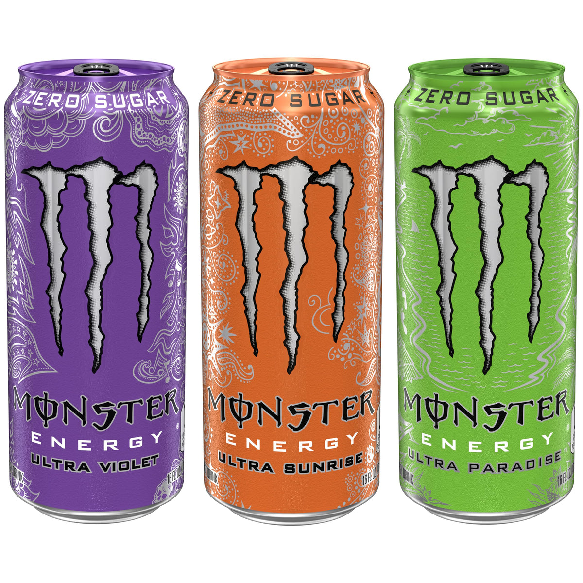 Monster Ultra Sunrise can with bright citrus orange flavor for a morning pick-me-up