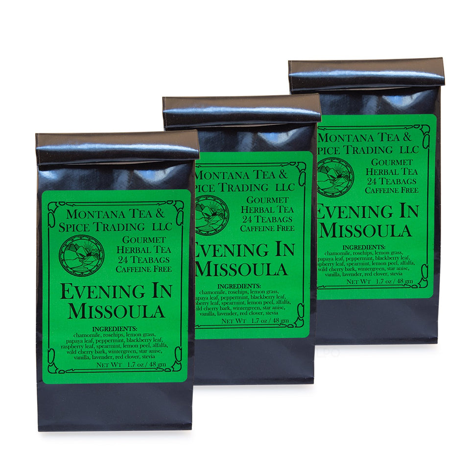 Montana Tea & Spice Accpo Evening in Missoula chamomile tea, 72 bags, ideal for relaxing evenings.