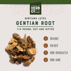 MONTEREY BAY HERB CO gentian root in a resealable bag for fresh use.