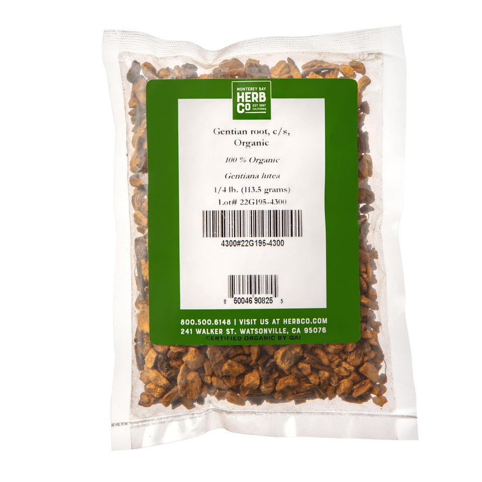 MONTEREY BAY HERB CO gentian root cut and sifted for easy bitters preparation.