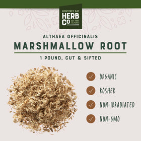 MONTEREY BAY HERB CO marshmallow root cut in a bag, ready for bulk use.
