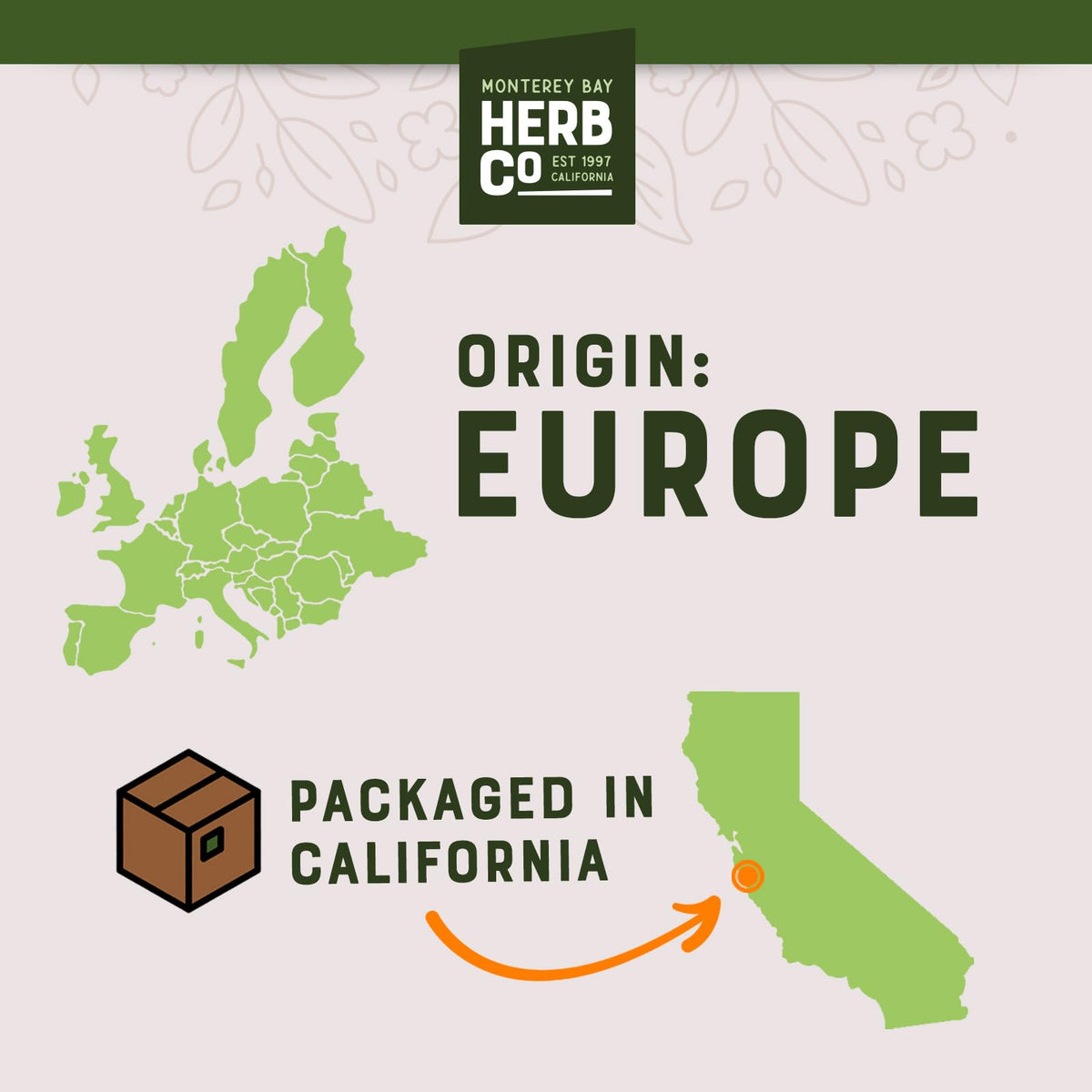 Monterey Bay Herb Co raspberry leaf package closeup showing quality.