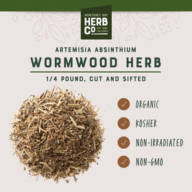 Close up of wormwood cut and sifted by MONTEREY BAY HERB CO for infusions