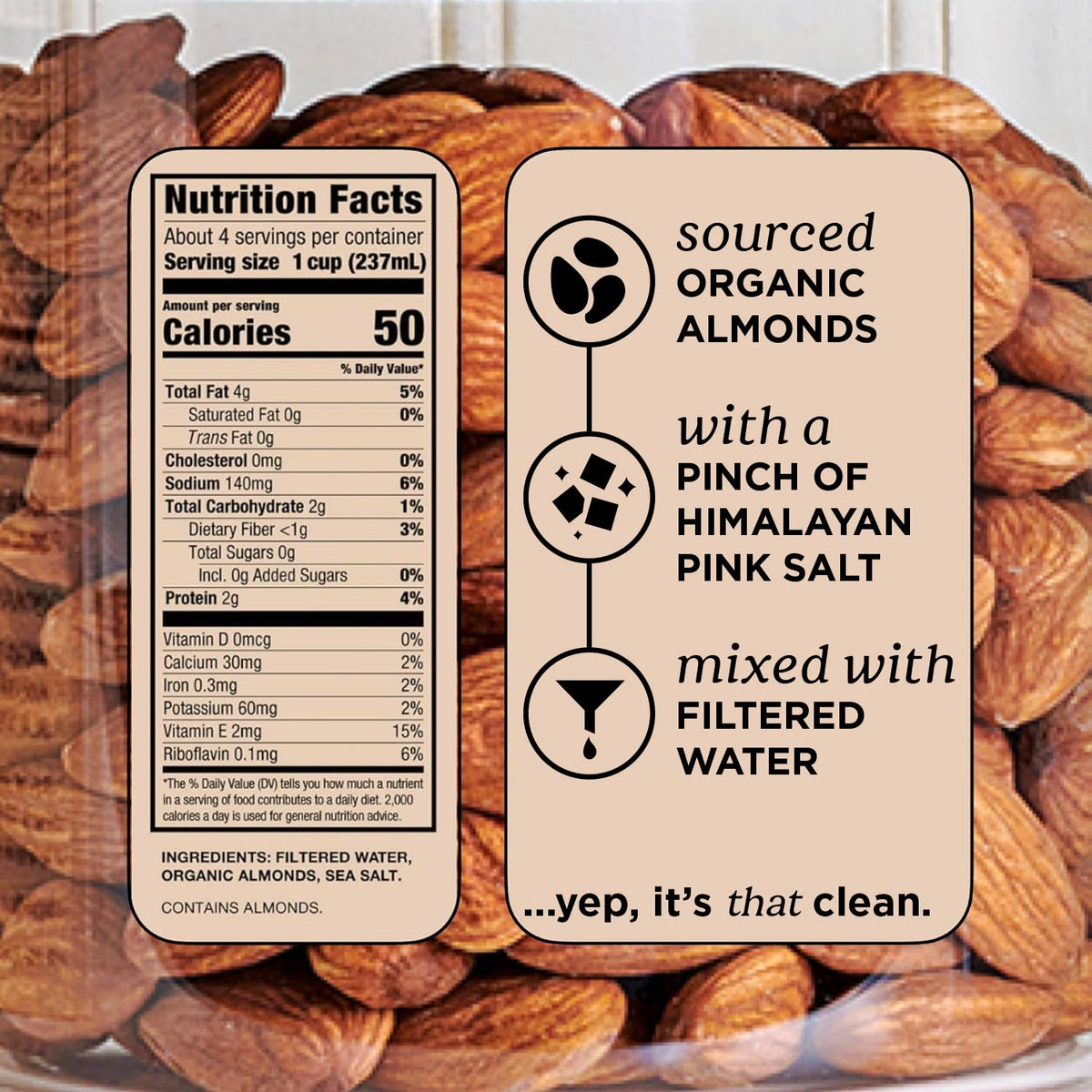 Mooala Almondmilk useful for baking and hot chocolate without dairy.