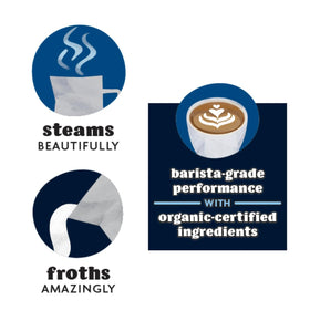 Mooala Barista Oatmilk microfoam texture delivers silky latte froth.