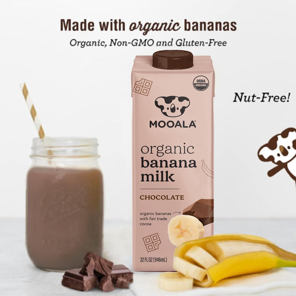 Nutrition label showing calcium and potassium in a dairy-free beverage.