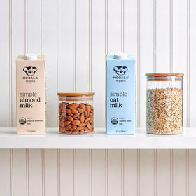 Mooala oat milk in coffee for dairy-free creaminess