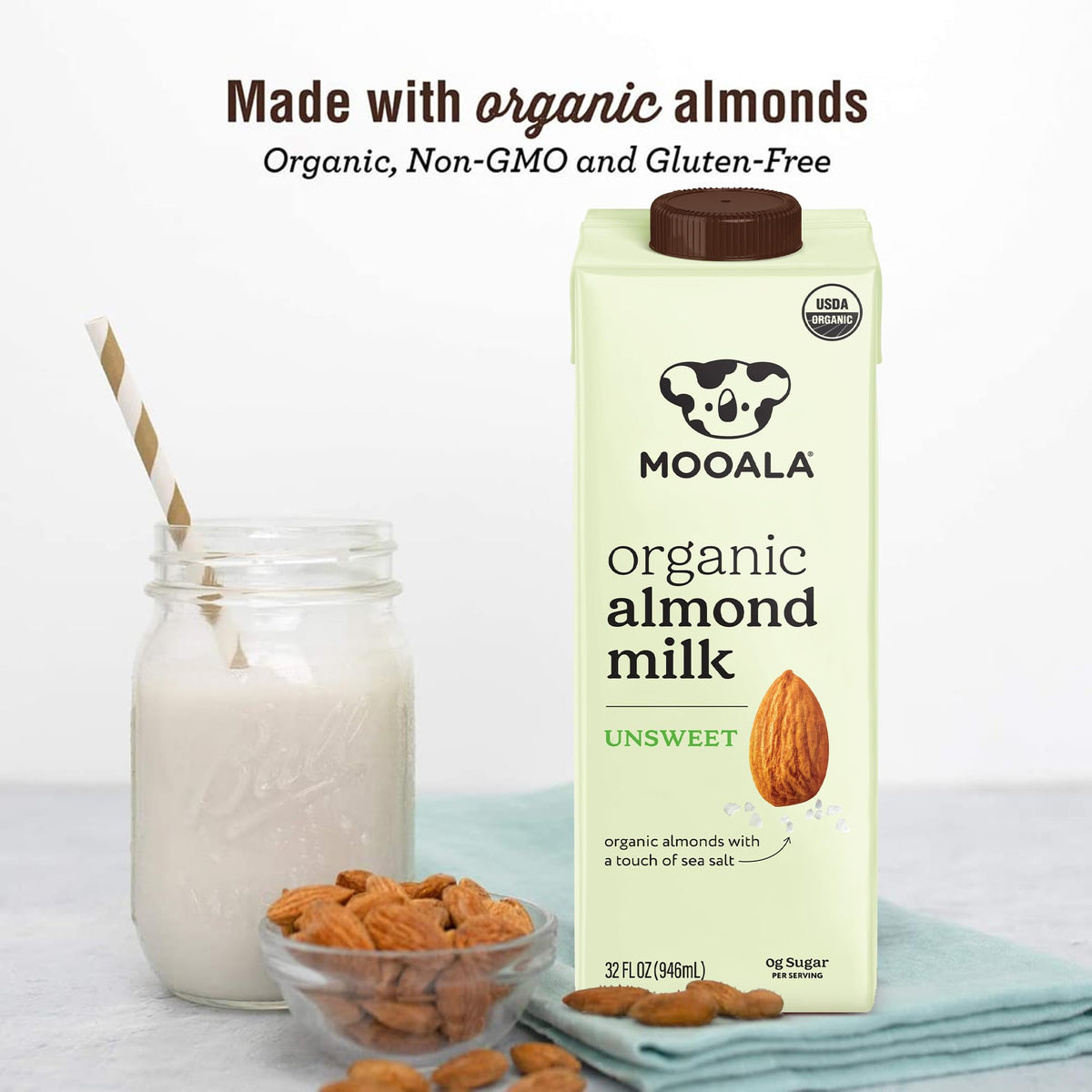 Roasted organic Mooala almonds as ingredient ideas and snacking