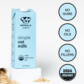 Organic oats, salt, and water close-up in Mooala milk