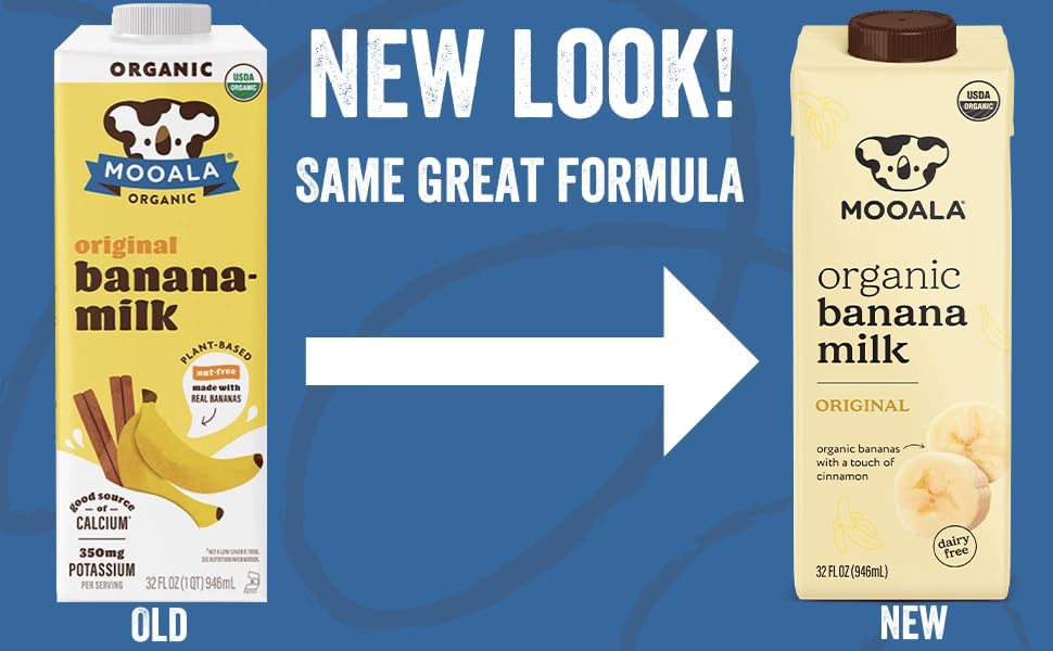 Mooala Banana Milk being poured over cereal for a dairy-free breakfast.