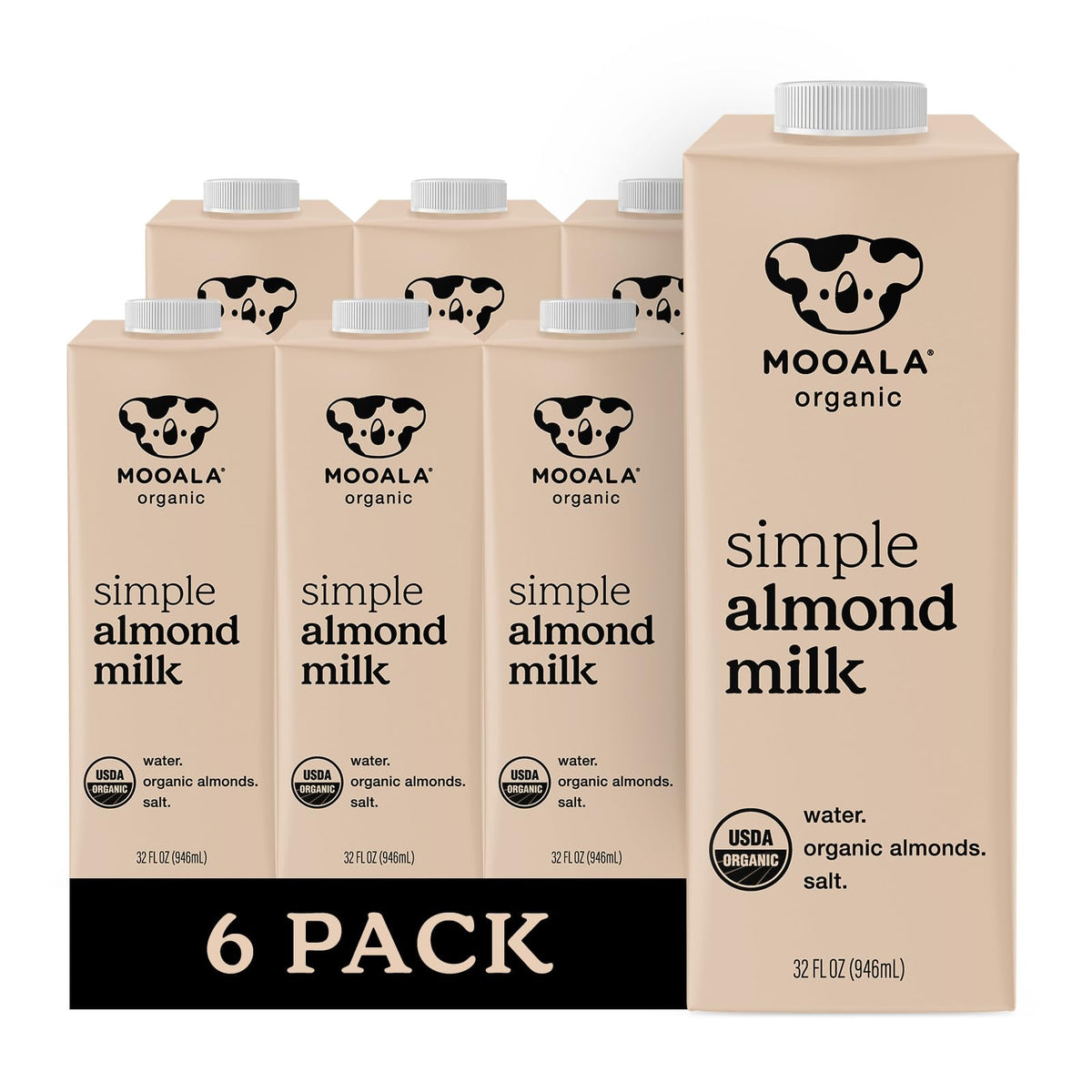 Mooala Simple Almond Milk bottle on kitchen counter for everyday dairy-free use