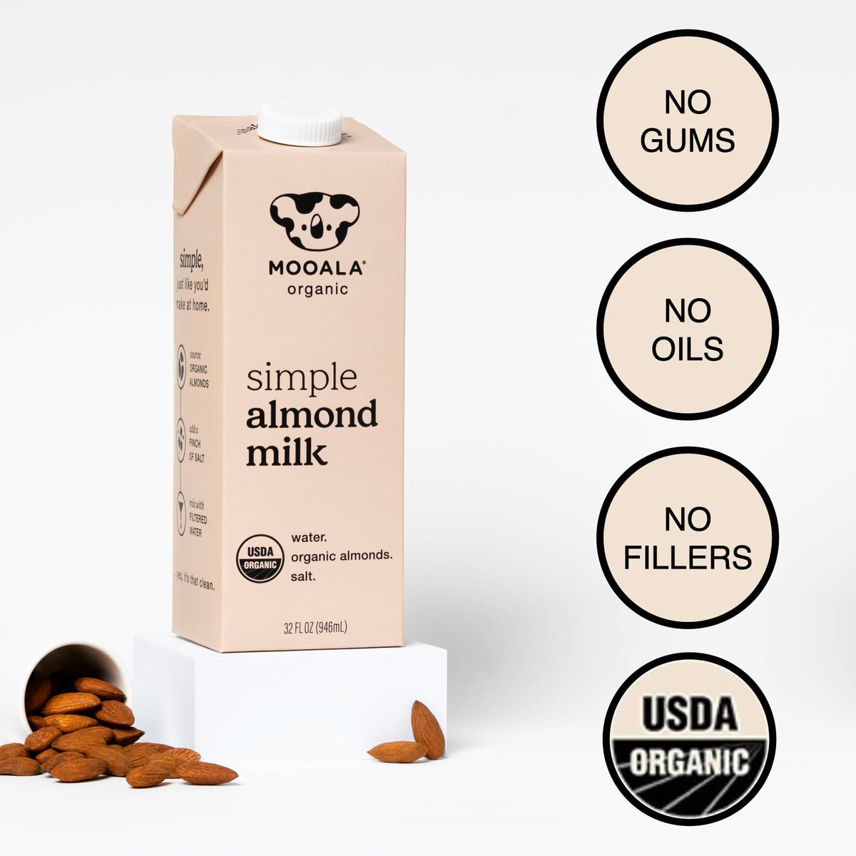 Mooala Simple Almond Milk pour into coffee for a dairy-free latte