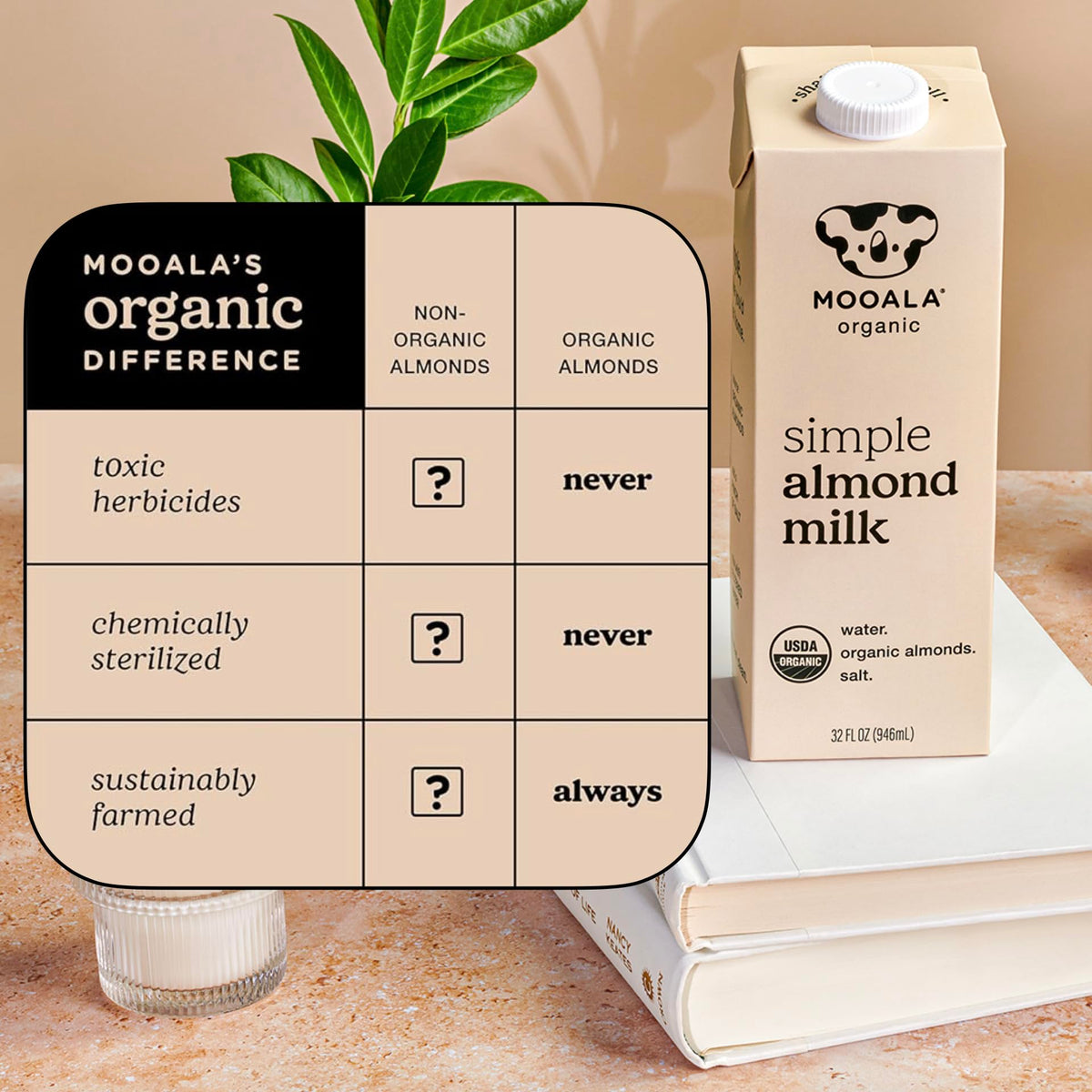 Mooala Simple Almond Milk shelf-stable pack for pantry convenience