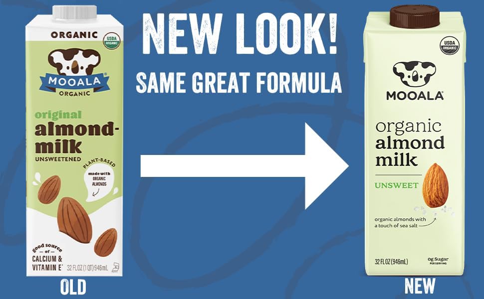 Opened Mooala Unsweetened Almond Milk carton in fridge preserves freshness