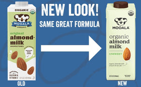 Opened Mooala Unsweetened Almond Milk carton in fridge preserves freshness