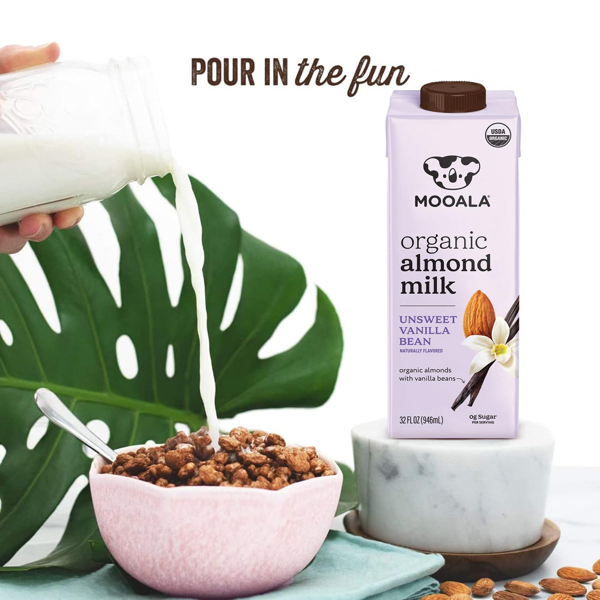 Mooala 6-pack of shelf-stable almond milk for busy kitchens