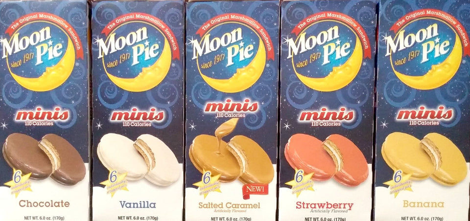 Moon Pie Minis complete variety pack with all five flavors for snack moments.
