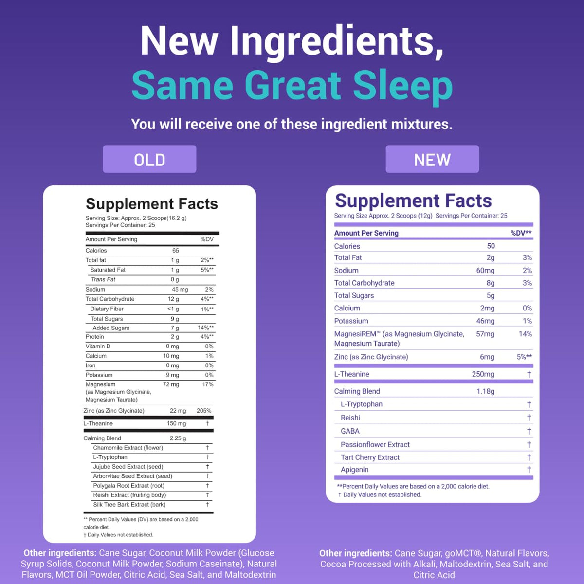 MoonBrew Magnesium Sleep Coconut Cocoa packaging emphasizing 25 servings per jar.