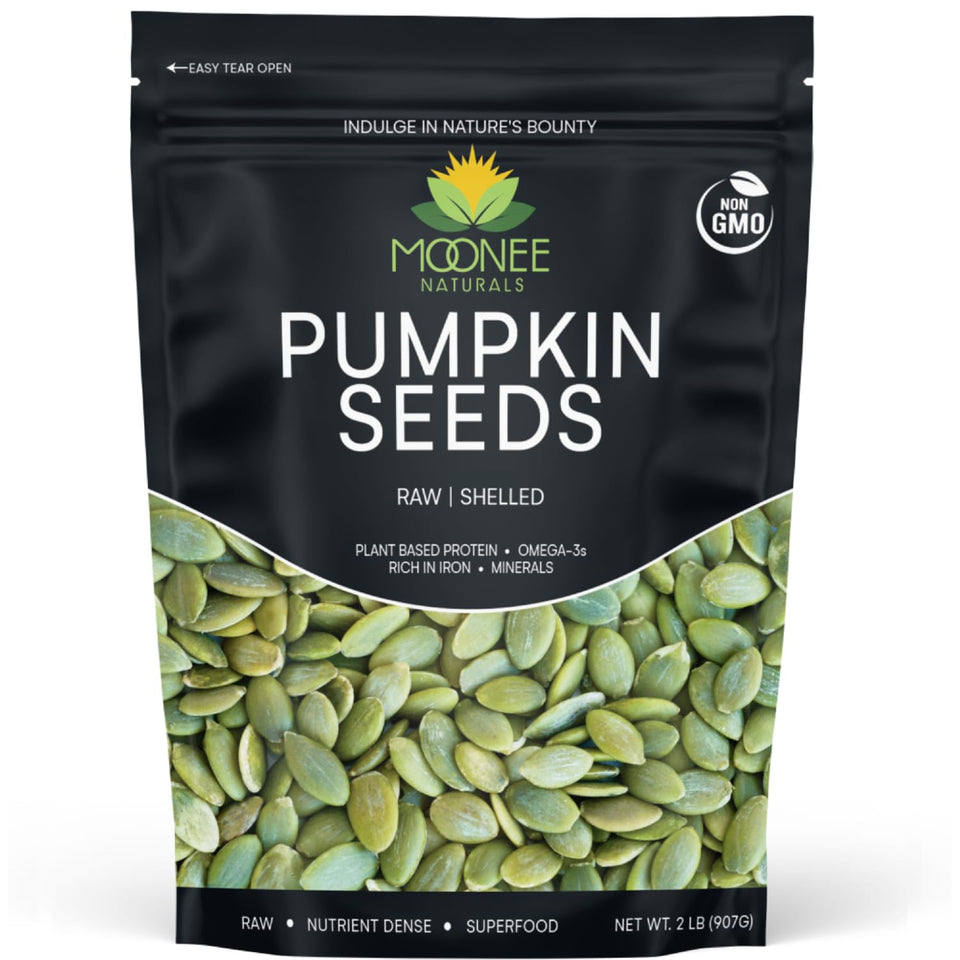Moonee Naturals pumpkin seeds raw bulk bag, ideal for quick, nutrient-rich snacking.