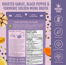 Moong Pani black pepper turmeric spice in broth enhancing bold taste.