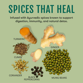 Moong Pani ingredients spread emphasizes clean label and natural whole-food components.