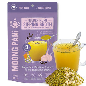 Moong Pani roasted garlic broth cup with comforting aroma and rich flavor.