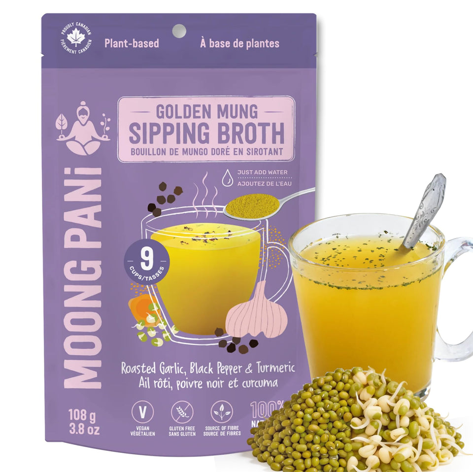 Moong Pani roasted garlic broth cup with comforting aroma and rich flavor.