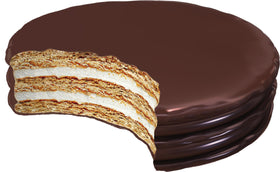 MoonPie chocolate double-decker pie sandwich with two marshmallows between graham crackers, lunchbox friendly.