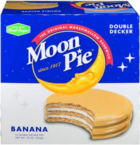 MoonPie Double Decker Banana 12-count pack, convenient grab-and-go snack.