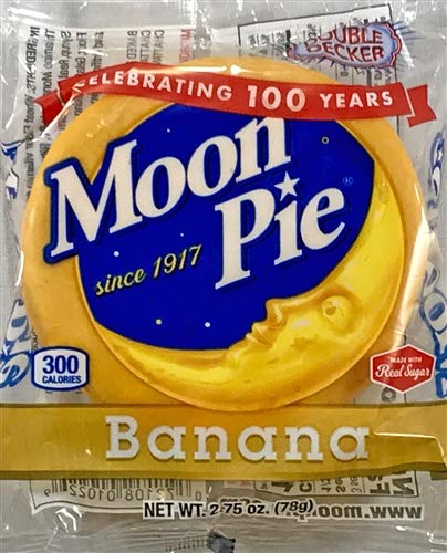 MoonPie Double Decker Banana texture reveals two cookies and filling.