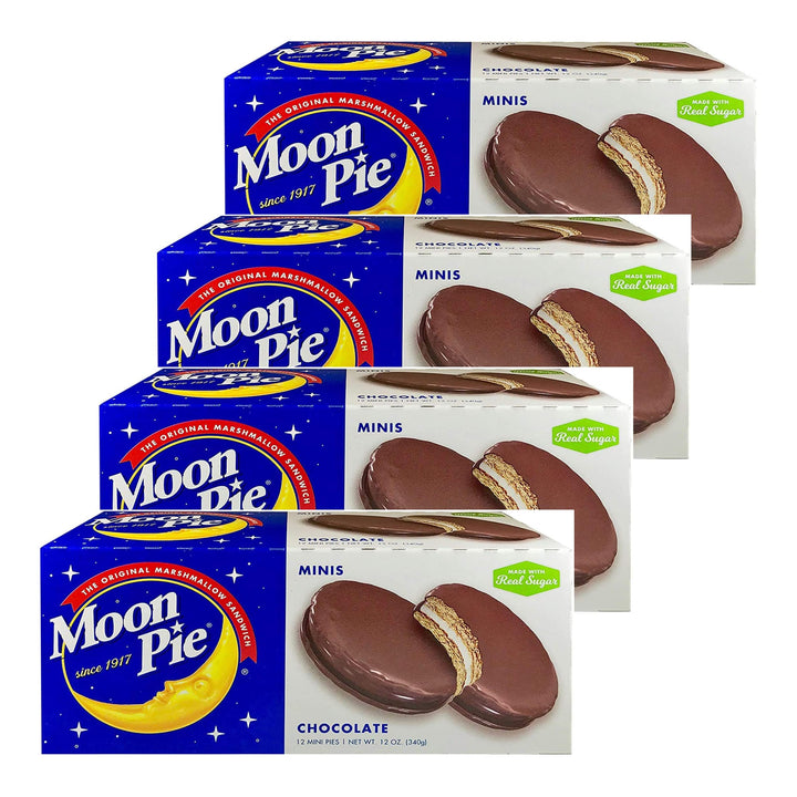 MoonPie Minis chocolate marshmallow sandwich image—delicious individually wrapped snacks for on-the-go enjoyment.