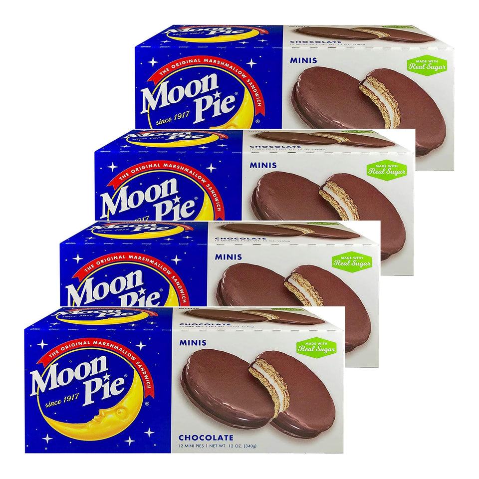 MoonPie Minis chocolate marshmallow sandwich image—delicious individually wrapped snacks for on-the-go enjoyment.