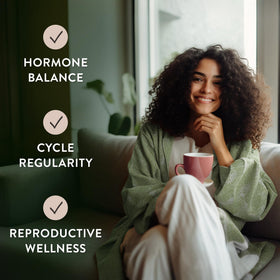 Moontime Tea Fertility Tea teabags closeup highlighting caffeine-free ritual benefits.