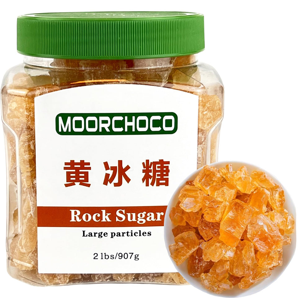 MOORCHOCO amber-hue rock sugar crystals shine in tea and coffee, enhancing aroma and color