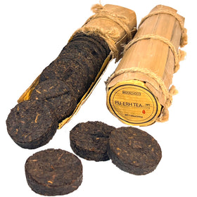 MOORCHOCO Chinese ripe puerh mini cake in bamboo tube preserves freshness